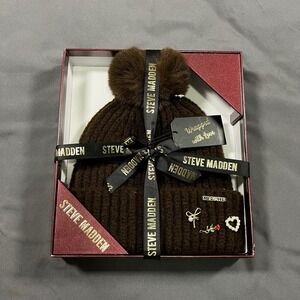 Steve Madden Beanie With Charms Christmas Theme Winter Hat Beanie NWT